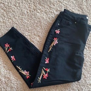 Jeans size 14 with floral decal on legs